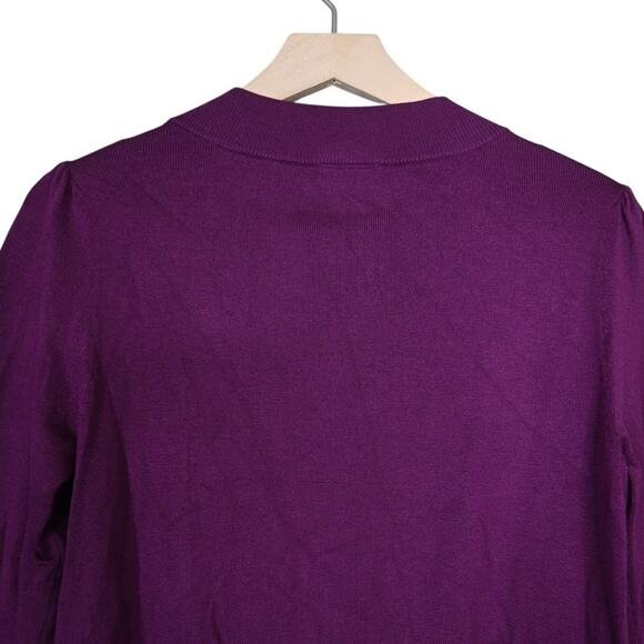 Ann Taylor Womens M Button Front Cardigan in Purple - Picture 4 of 9
